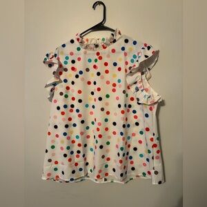 White Polka Dot Ruffle Sleeve Blouse | Colorful Dots
